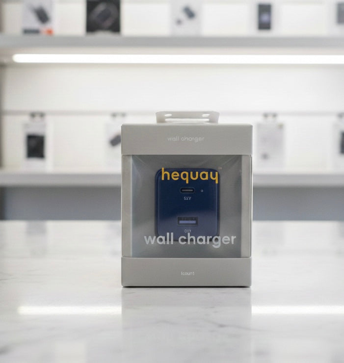 Hequay Dual-Port Fast Wall Charger | 18W USB-C PD & USB-A Rapid Charging Block | Compact & Travel-Ready