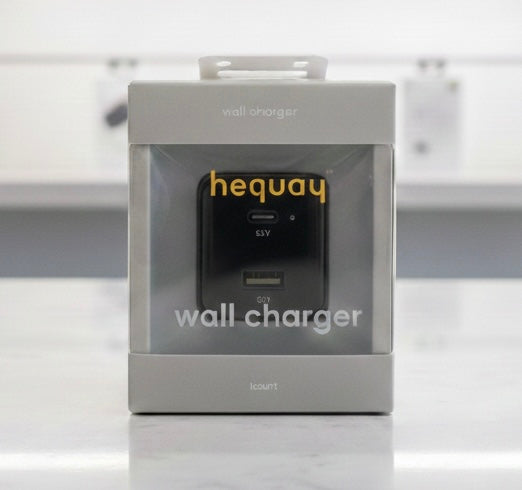 Hequay Dual-Port Fast Wall Charger | 18W USB-C PD & USB-A Rapid Charging Block | Compact & Travel-Ready